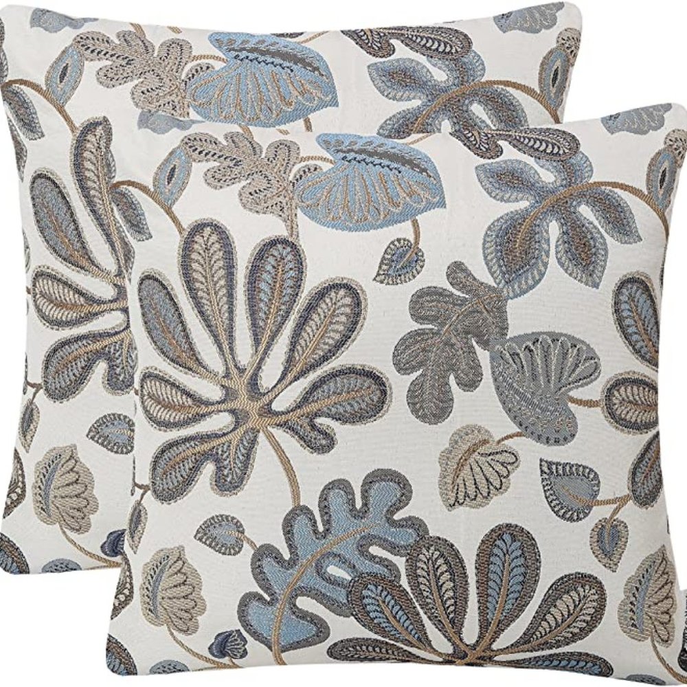 Decorative Jacquart Tropical Leaf Pattern Throw Pillow Covers